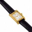 CASIO LTP-1234PGL-7A2 Reloj Elegante de Mujer – Caja Rectangular Dorada, Correa de Cuero Negro, Wr