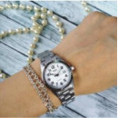 CASIO LTP-1259PD-7B Reloj Clásico de Mujer – Acero Inoxidable, Esfera Blanca con Fecha, Wr