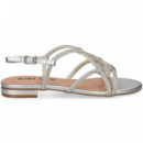 Sandalia Strass Entrelazada Plata  BIBI LOU