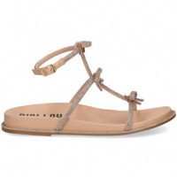Sandalia Strass con 3 Lazos Rosa  BIBI LOU