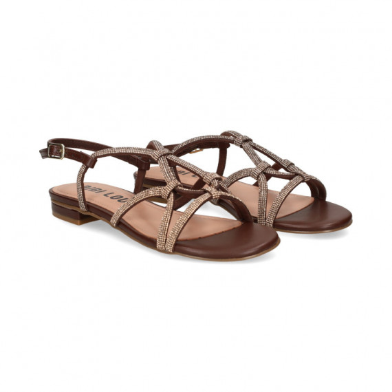 Sandalia Strass Entrelazada Marron  BIBI LOU