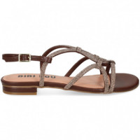 Sandalia Strass Entrelazada Marron  BIBI LOU