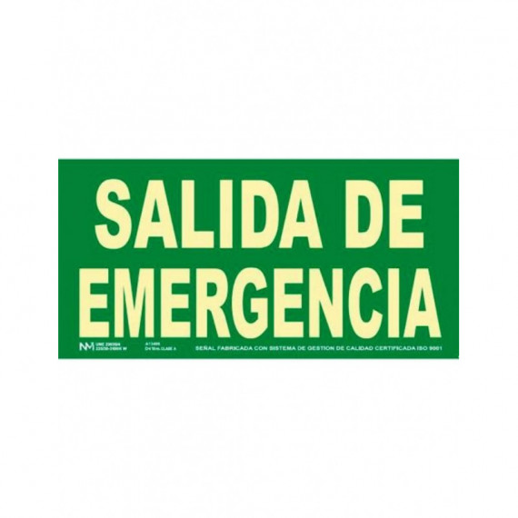CARTEL PVC VERDE SALIDA DE EMEGENCIA RECTANGULAR