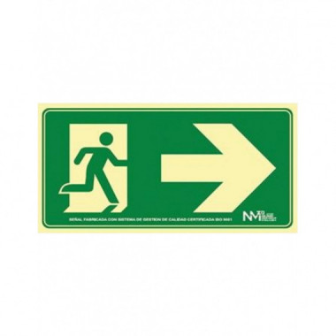 CARTEL PVC VERDE SALIDA EMERGENCIA DCHA RECTANGULA