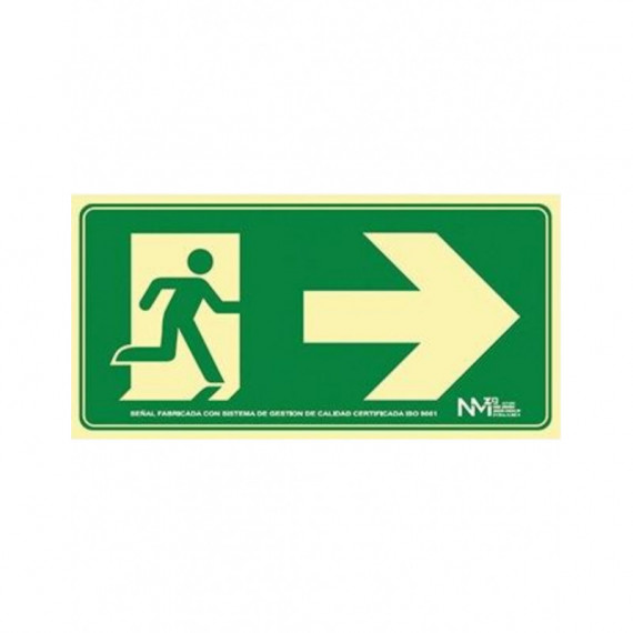 CARTEL PVC VERDE SALIDA EMERGENCIA DCHA RECTANGULA