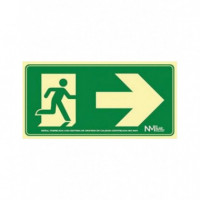 CARTEL PVC VERDE SALIDA EMERGENCIA DCHA RECTANGULA