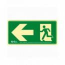 CARTEL PVC VERDE SALIDA EMERGENCIA IZQ. RECTANGULA