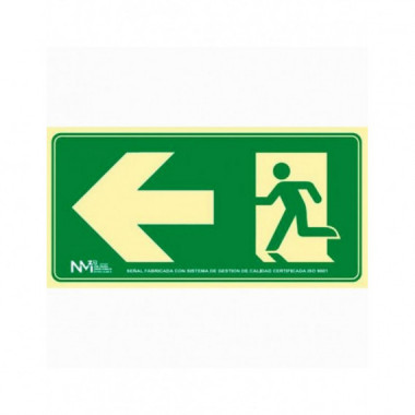 CARTEL PVC VERDE SALIDA EMERGENCIA IZQ. RECTANGULA