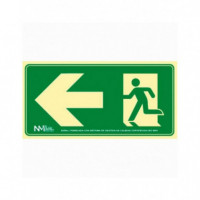 CARTEL PVC VERDE SALIDA EMERGENCIA IZQ. RECTANGULA