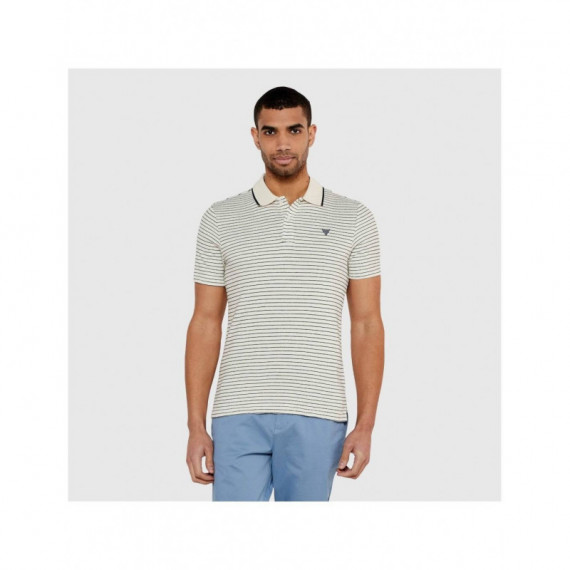 Yd Stripes Ss Polo Smart Blue/pearl Whi  GUESS
