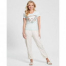 Cn Ss Glitter Degrade Logo Tee Misty Tea  GUESS