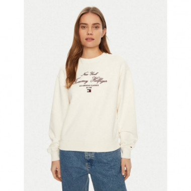 Mdrg Reg Script C-nk Sweatshirt Ivory Pe  TOMMY HILFIGER