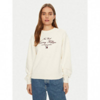 Mdrg Reg Script C-nk Sweatshirt Ivory Pe  TOMMY HILFIGER