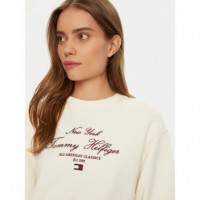 Mdrg Reg Script C-nk Sweatshirt Ivory Pe  TOMMY HILFIGER