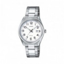 CASIO LTP-1302PD-7B Reloj Clásico de Mujer – Acero Inoxidable, Esfera Blanca, WR50M