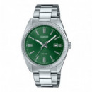 CASIO MTP-1302PD-3A Reloj Clásico para Hombre con Esfera Verde y Correa de Acero Inoxidable – Wr 50M y Calendario