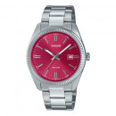 CASIO MTP-1302PD-4A Reloj Clásico para Hombre con Esfera Roja y Correa de Acero Inoxidable – Wr 50M y Calendario