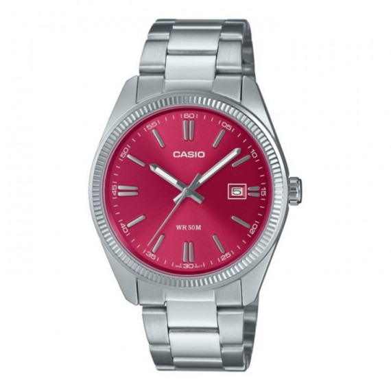 CASIO MTP-1302PD-4A Reloj Clásico para Hombre con Esfera Roja y Correa de Acero Inoxidable – Wr 50M y Calendario
