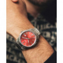 CASIO MTP-1302PD-4A Reloj Clásico para Hombre con Esfera Roja y Correa de Acero Inoxidable – Wr 50M y Calendario