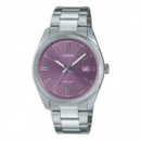 CASIO MTP-1302PD-6AV Reloj Analógico para Hombre con Esfera Violeta y Correa de Acero Inoxidable – Wr 50M y Calendario
