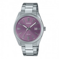 CASIO MTP-1302PD-6AV Reloj Analógico para Hombre con Esfera Violeta y Correa de Acero Inoxidable – Wr 50M y Calendario - Guanxe 