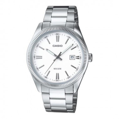 Reloj CASIO MTP-1302D-7A1 para Hombre con Esfera Blanca y Correa de Acero Inoxidable