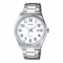CASIO MTP-1302PD-7B Reloj de Hombre Clásico con Esfera Blanca y Correa de Acero Inoxidable – Wr 50M y Calendario