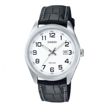 Reloj CASIO MTP-1302PL-7B para Hombre con Esfera Blanca y Correa de Cuero Negro