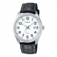 CASIO MTP-1302PL-7B Reloj Clásico de Hombre con Correa de Piel Negra – Esfera Blanca, Calendario, Wr 50M - Guanxe Atlantic Marke