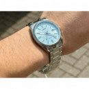 CASIO MTP-1302PE-2AV Reloj de Pulsera para Hombre - Esfera Azul Claro Texturizada, Acero Inoxidable, Calendario y Wr 50M
