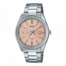 CASIO MTP-1302PE-4AV Reloj Analógico para Hombre - Esfera Rosa, Acero Inoxidable, Calendario y Wr 50M