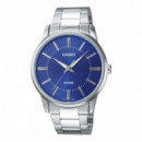 CASIO MTP-1303PD-2AV Reloj Analógico para Hombre - Esfera Azul, Diseño Clásico, Acero Inoxidable y Wr 50M