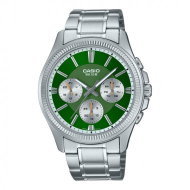 Reloj CASIO MTP-1375D-3AV para Hombre con Esfera Verde y Correa de Acero Inoxidable