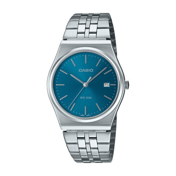 CASIO MTP-B145D-2A2V Reloj Analógico para Hombre - Esfera Azul Petróleo, Acero Inoxidable, Diseño Retro y Wr 50M