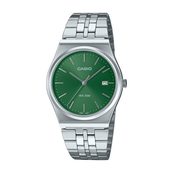 CASIO MTP-B145D-3A Reloj Analógico para Hombre - Esfera Verde, Diseño Retro Moderno, Acero Inoxidable y Wr 50M