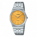 CASIO MTP-B145D-9A Reloj Analógico para Hombre - Esfera Amarilla, Diseño Retro Moderno, Acero Inoxidable y Wr 50M