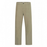 Pantalones !SOLID Liam Elas Slub Vetiver