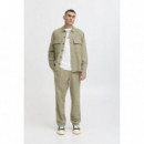 Pantalones !SOLID Liam Elas Slub Vetiver