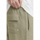 Pantalones !SOLID Liam Elas Slub Vetiver