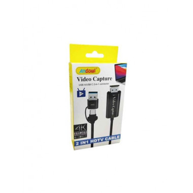 ANDOWL Cable Capturadora Video Hdmi/M Con Conector 2 en 1 Tipo C y Usb 2Mtrs 4K Q-HD355