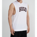 Camiseta sin Mangas HUGO Espalda de Malla y Logo Frontal Blanca