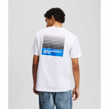 Klj Reg Box Fade Logo Tee White  KARL LAGERFELD