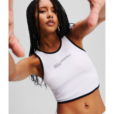 Klj Outline Logo Top White  KARL LAGERFELD
