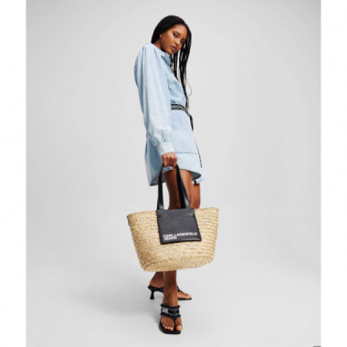 KLJ RAFFIA TOTE NATURAL/BLACK