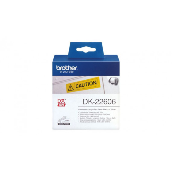 BROTHER Etiquetas DK22206 Rollo de Pelicula Plastica Continua Amarilla de 62MM X 15,24M