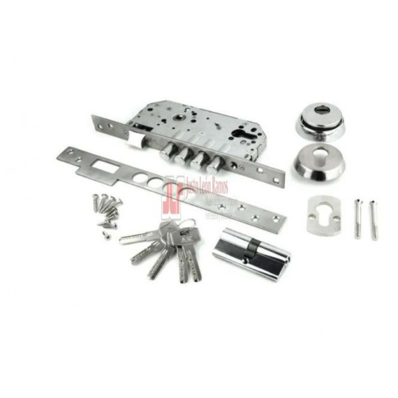 Cerradura 50x85 Seguridad Laton + Cilindro 60