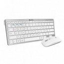SUBBLIM Teclado con Ratón BLUETOOTH  Multidispositivo Compacto Plata Teclado Portugues