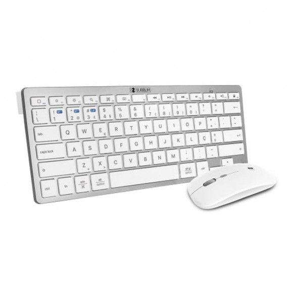 SUBBLIM Teclado con Ratón BLUETOOTH  Multidispositivo Compacto Plata Teclado Portugues