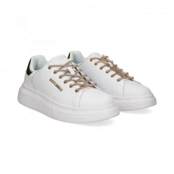 Talon Rosa Deportivo Piel Blanco  JUST CAVALLI