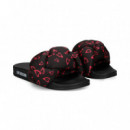 Pala Saten Print Fucsia+negro  LOVE MOSCHINO